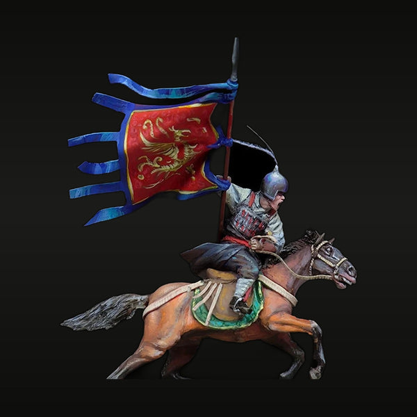 Medieval Knight Standard Bearer on Horseback 90mm Resin Figure Kit