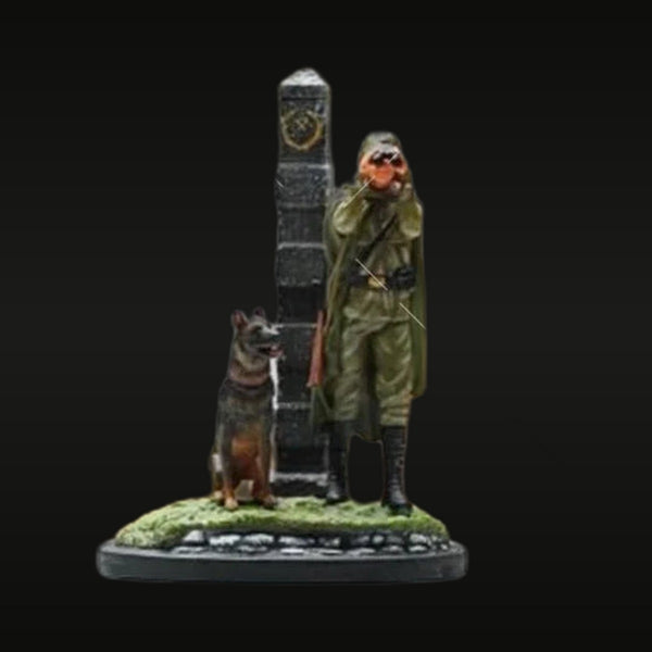 Soviet Border Guard with Military Dog and Border Post 1/35 Resin Diorama Set
