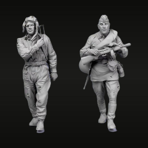 WWII Soviet Tank Crew Figures 1/35 Scale Resin Model Kit Set