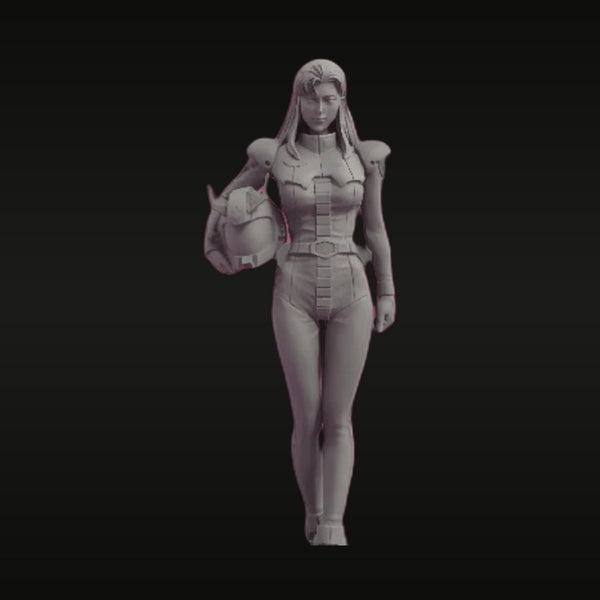 Sci-Fi Female Pilot Bodysuit with Helmet Prop 1/20 Resin Figure Kit