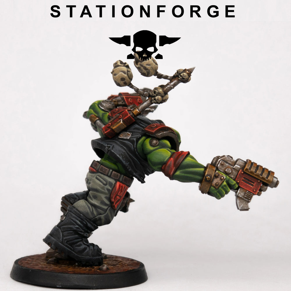 32mm Ork Infantry Squad, 4 Figures, Resin Model Figure Kit, Sci-Fi Theme, Unassembled and Unpainted