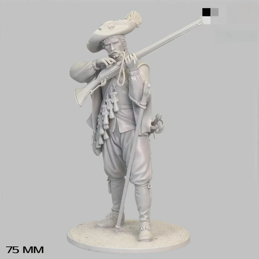 75mm Napoleonic Infantry, 4 Figures, Resin Model Figure Kit, Unassembled and Unpainted