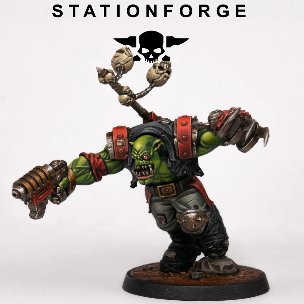 32mm Ork Infantry Squad, 4 Figures, Resin Model Figure Kit, Sci-Fi Theme, Unassembled and Unpainted