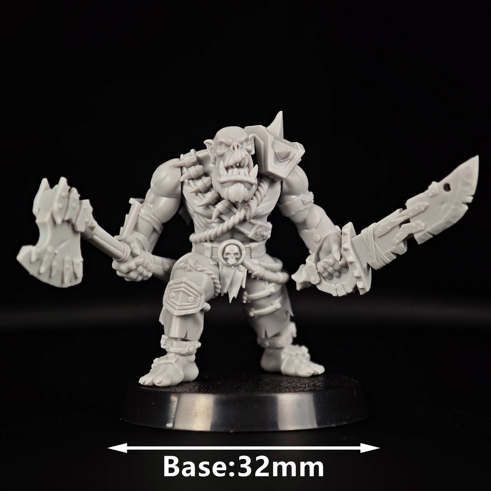 32mm Orc Warrior with Dual Scythes, Resin Model Figure Kit, Fantasy Theme, Unassembled and Unpainted