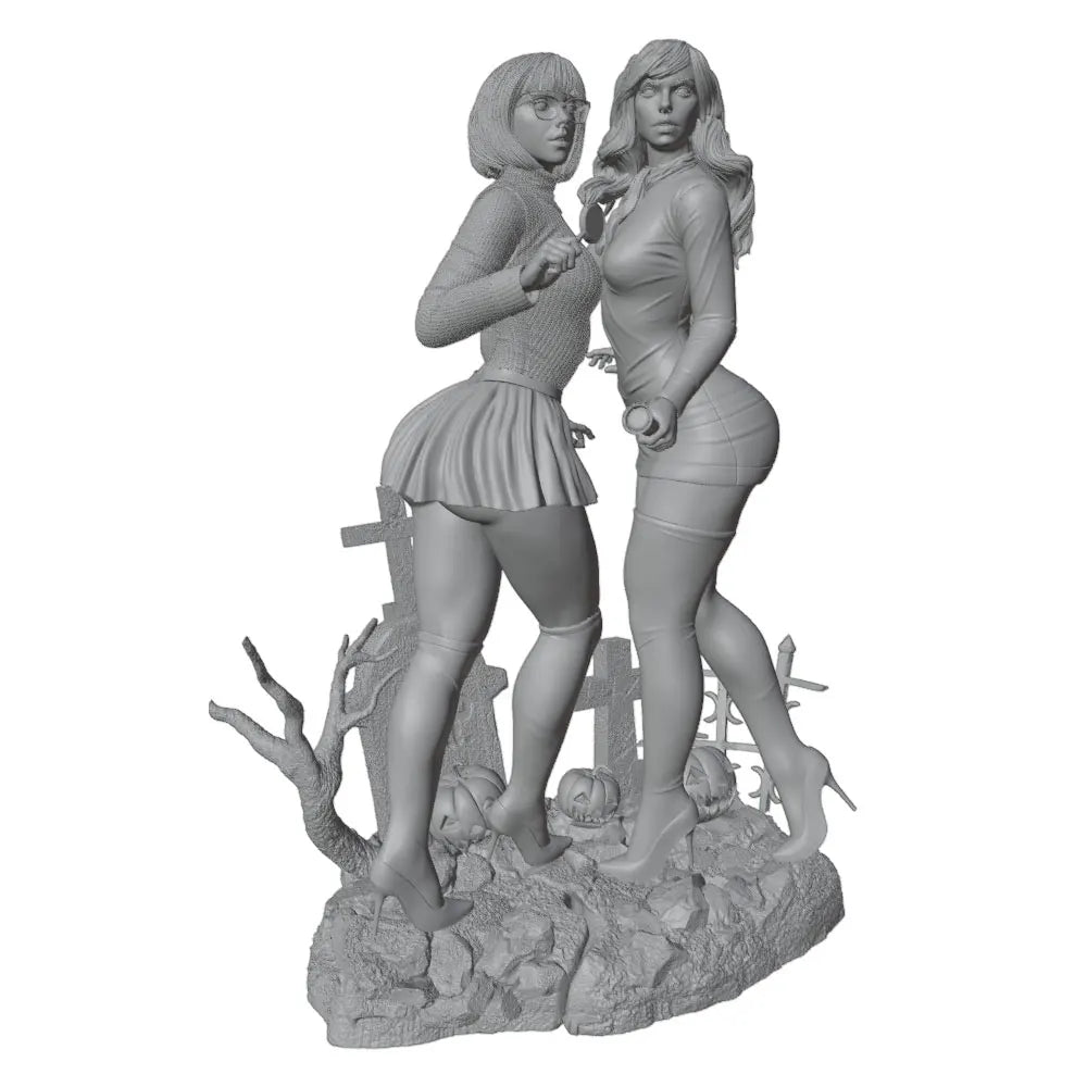 1/24 Gothic Graveyard Pinup, 2 Figures, Resin Model Figure Kit, Unassembled and Unpainted