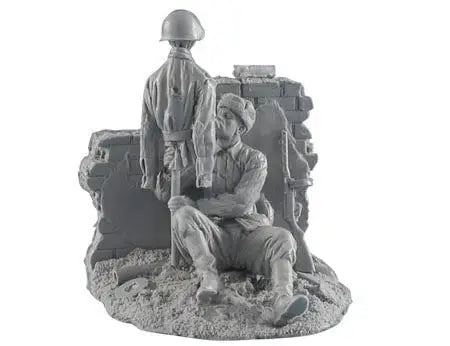 1/35 Modern German Soldier Defending Sandbags, Resin Model Figure Kit, Unassembled and Unpainted
