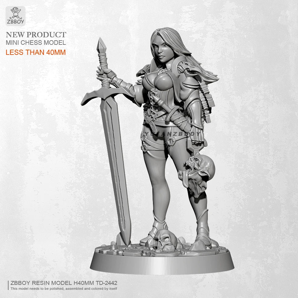 40mm Barbarian Warrior with Sword and Severed Head, Resin Model Figure Kit, Fantasy Theme, Unassembled and Unpainted