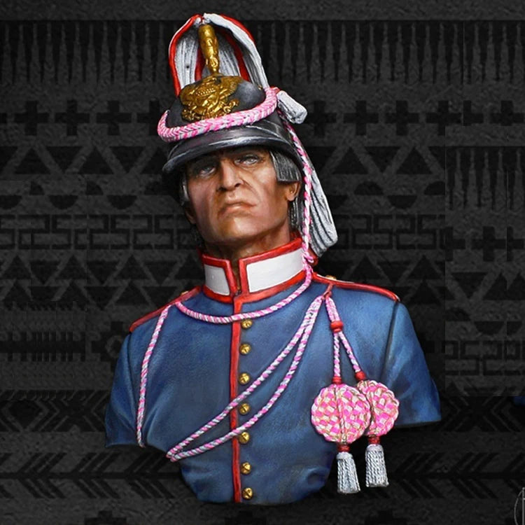 1/9 Napoleonic Cavalry Officer in Plumed Bicorne, Resin Model Bust Kit, Unassembled and Unpainted