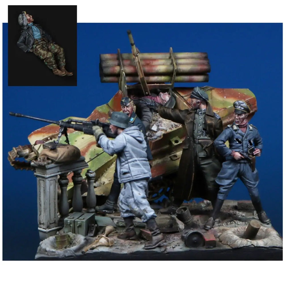 1/35 WWII German Anti-Aircraft Gun, 3 Figures, Resin Model Figure Kit, Unassembled and Unpainted