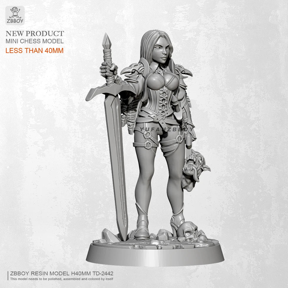 40mm Barbarian Warrior with Sword and Severed Head, Resin Model Figure Kit, Fantasy Theme, Unassembled and Unpainted