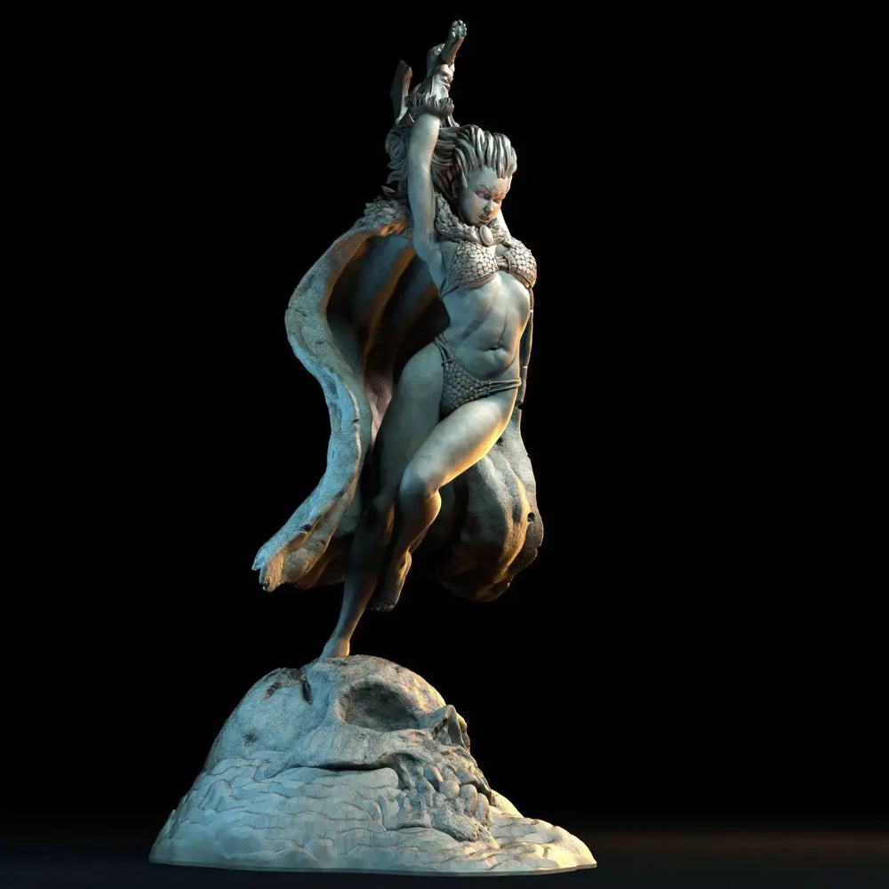 1/24 Barbarian Warrior with Raised Axe, Resin Model Figure Kit, Fantasy Theme, Unassembled and Unpainted