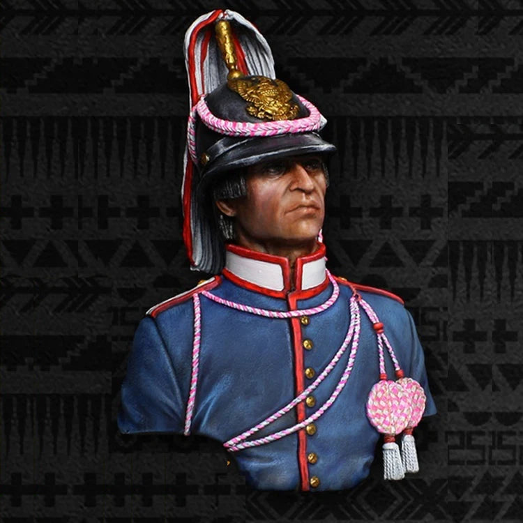 1/9 Napoleonic Cavalry Officer in Plumed Bicorne, Resin Model Bust Kit, Unassembled and Unpainted