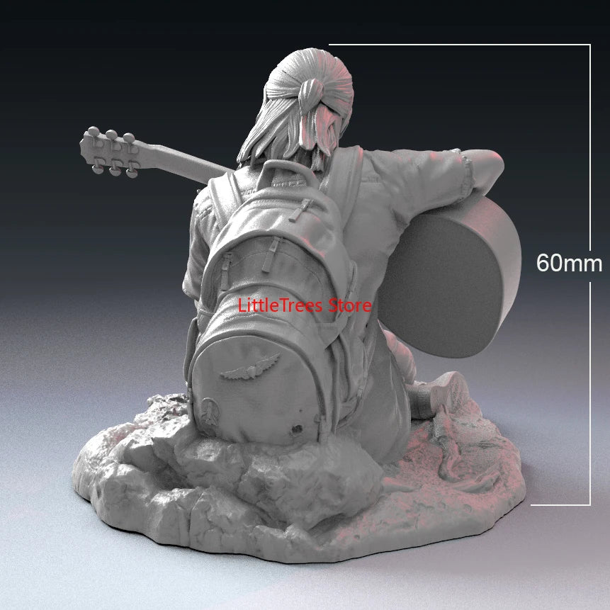 60mm Girl with Guitar, Resin Model Figure Kit, Unassembled and Unpainted