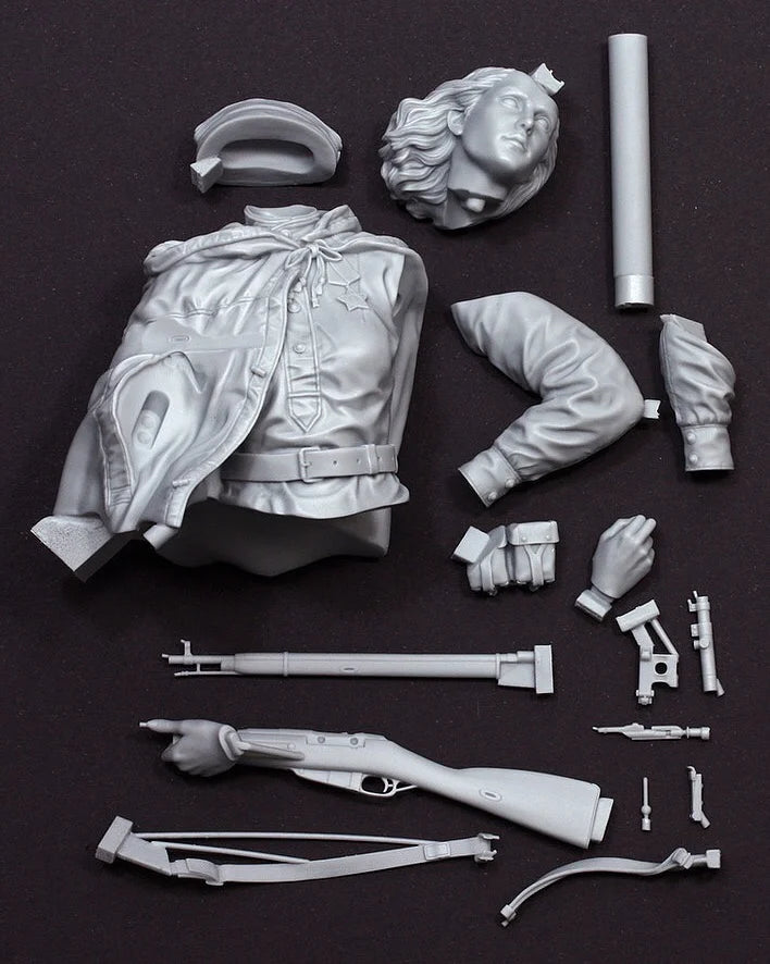 1/10 WWII Soviet Female Soldier, Resin Model Bust Kit, Unassembled and Unpainted