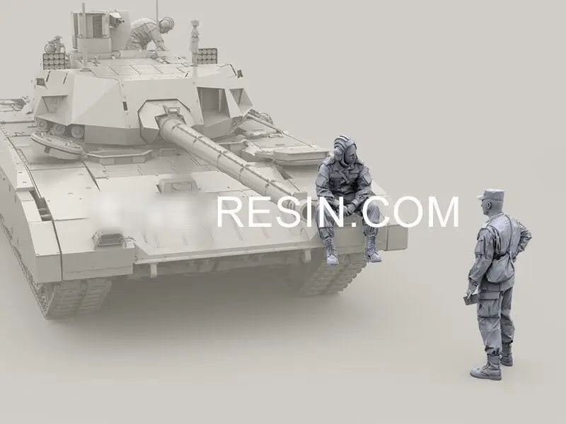 1/35 Modern Soldiers with Armored Vehicle, 2 Figures, Resin Model Figure Kit, Unassembled and Unpainted