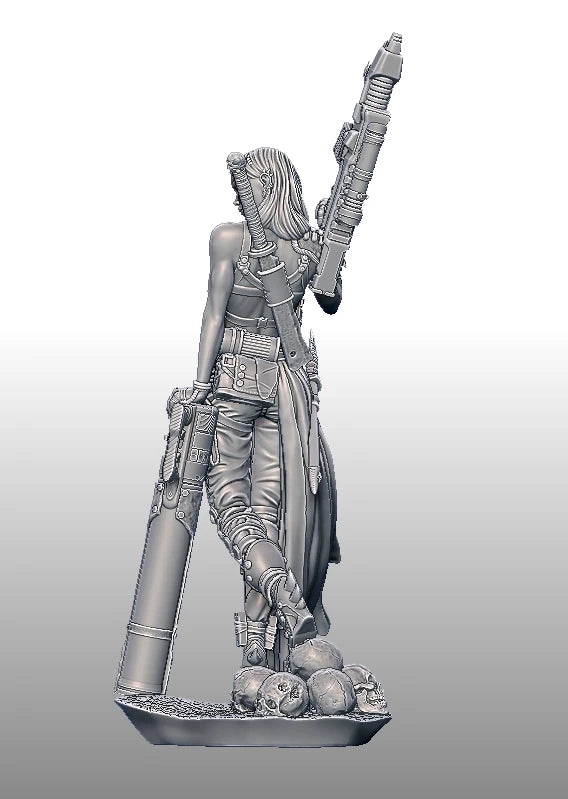 1/24 Officer with Cape and Ornate Rifle, Resin Model Figure Kit, Fantasy Theme, Unassembled and Unpainted