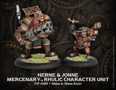 28mm Warmachine Mercenary Herne & Jonne, 2 Figures, Resin Model Figure Kit, Fantasy Theme, Unassembled and Unpainted