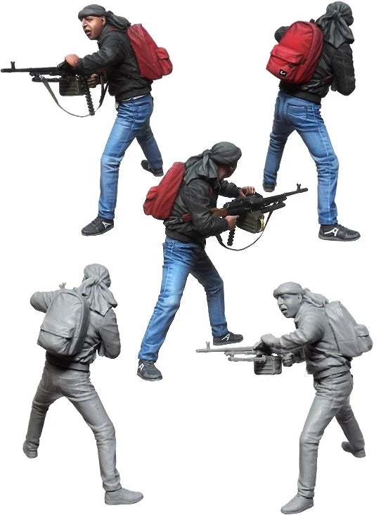 1/35 Modern Armed Operators in Red Tactical Vests, 5 Figures, Resin Model Figure Kit, Unassembled and Unpainted