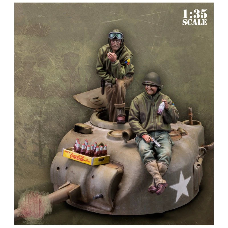 1/35 WWII Tank Turret Crew, 6 Figures, Resin Model Diorama Kit, Unassembled and Unpainted