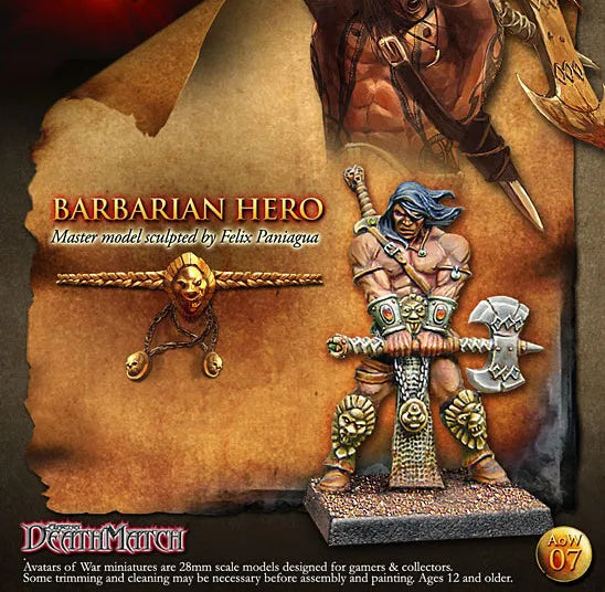 Barbarian Hero, Resin Model Figure Kit, Fantasy Theme, Unassembled and Unpainted