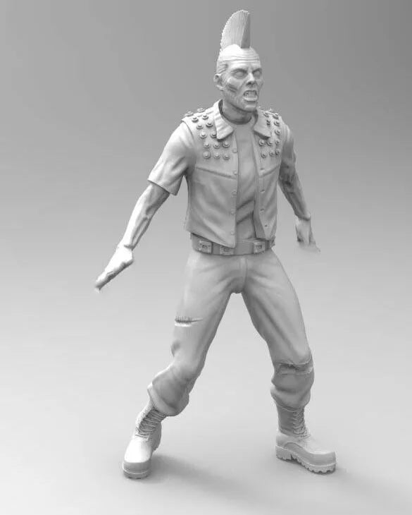 1/24 Modern Zombie Punk Officer, Resin Model Figure Kit, Unassembled and Unpainted