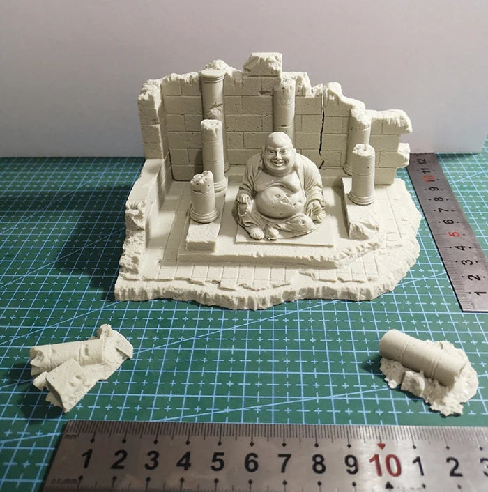 Buddhist Temple with Pagoda and Buddha, Resin Model Diorama Kit, Mythology Theme, Unassembled and Unpainted