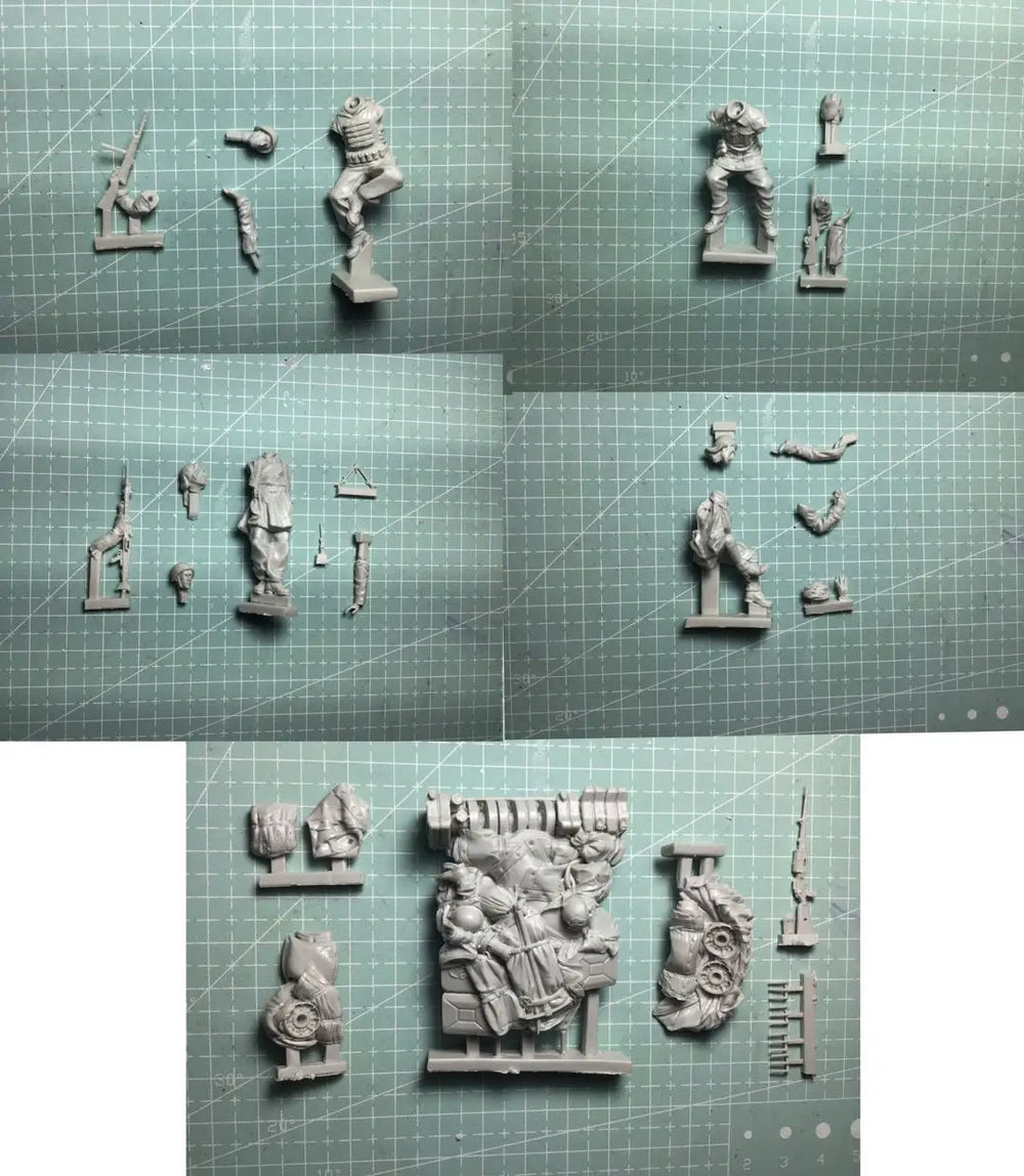 1/35 WWII German Panther Tank Crew, 9 Figures, Resin Model Diorama Kit, Unassembled and Unpainted