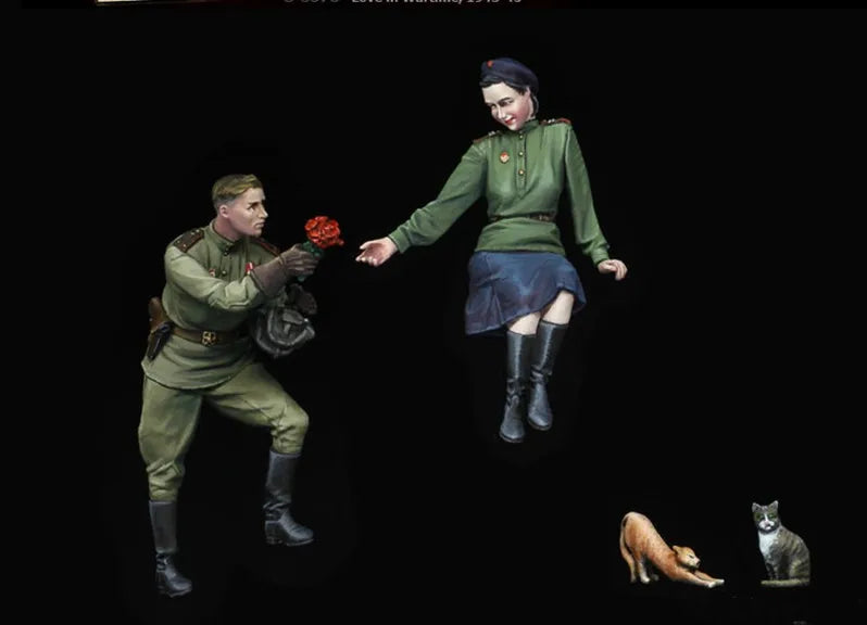 1/35 WWI Soldiers with Concertina Player and Animals, 8 Figures, Resin Model Figure Kit, Unassembled and Unpainted