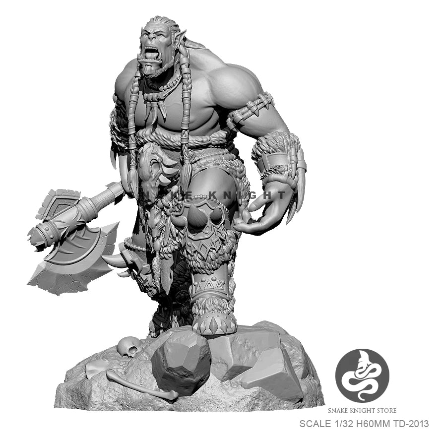 1/32 Tusked Orc Warlord in Chain Armor, Resin Model Figure Kit, Fantasy Theme, Unassembled and Unpainted