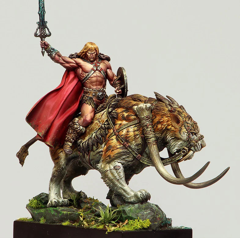1/24 Warrior on Beast Mount, 2 Figures, Resin Model Figure Kit, Fantasy Theme, Unassembled and Unpainted