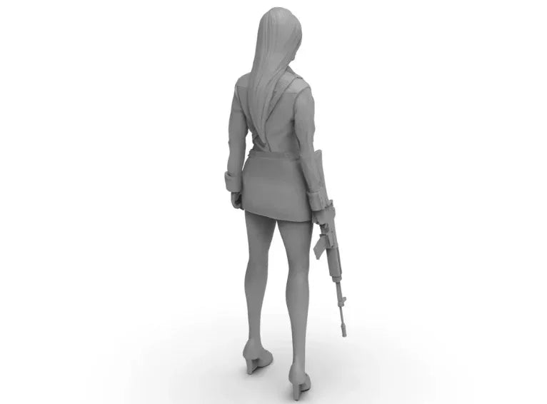 1/35 Modern Female Tactical Soldier in Combat Gear with Rifle, Resin Model Figure Kit, Unassembled and Unpainted