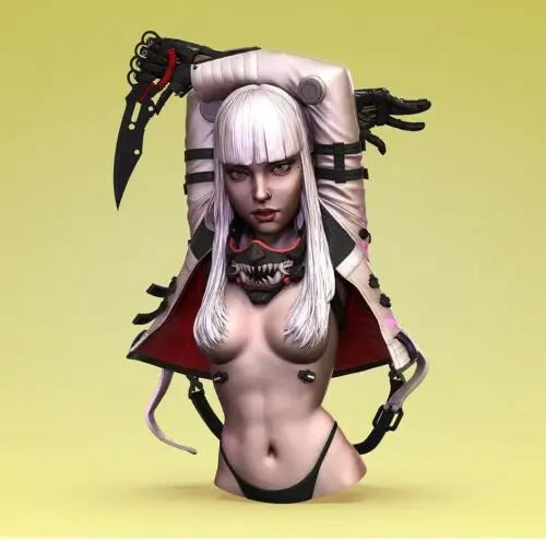 1/10 Fantasy Female Warrior Mage, Resin Model Bust Kit, Unassembled and Unpainted