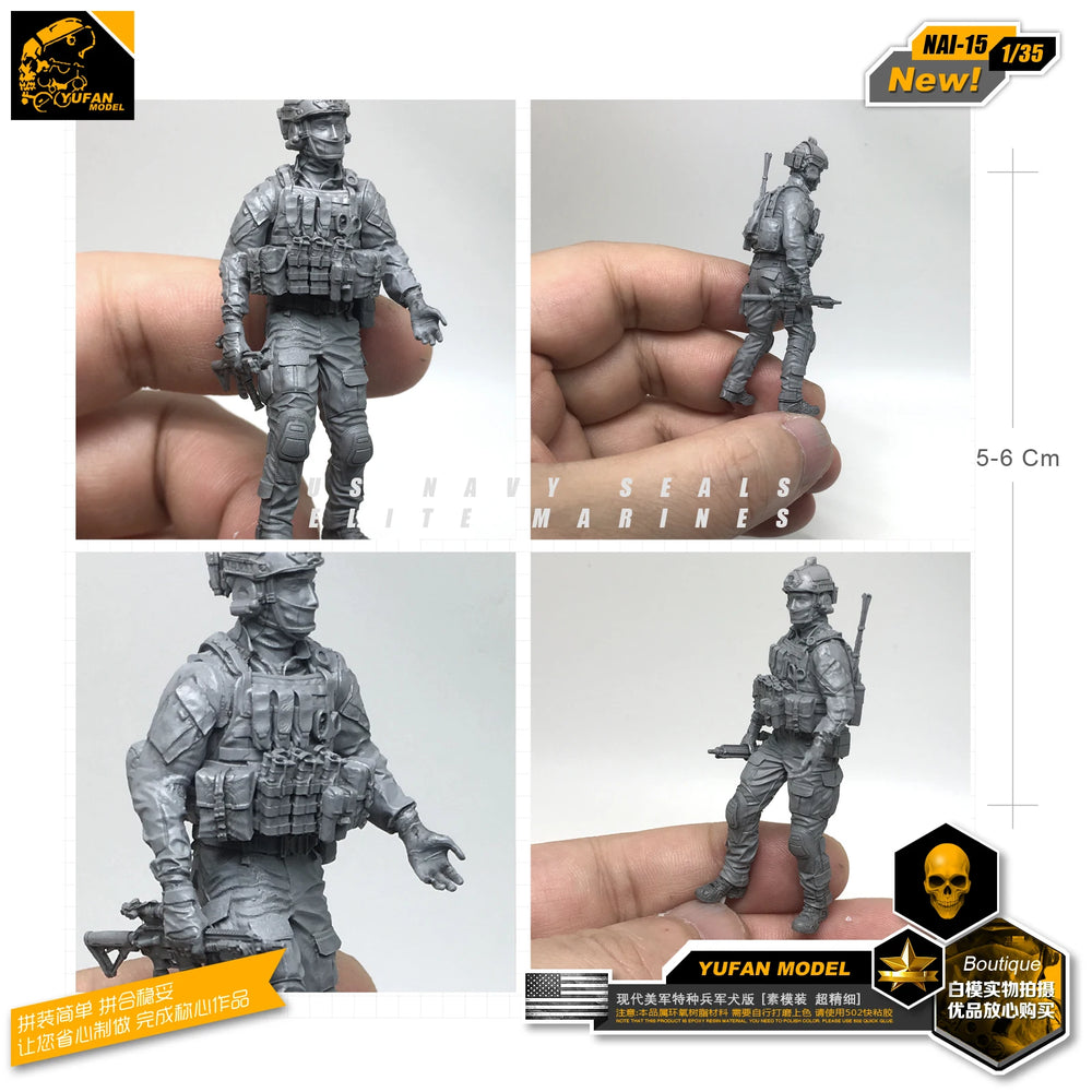 1/35 Modern US Special Forces with Dogs, 7 Figures, Resin Model Figure Kit, Unassembled and Unpainted