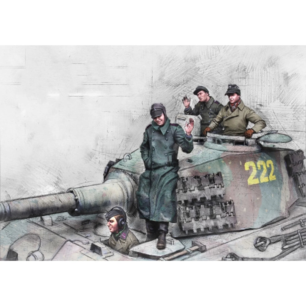 1/35 WWII German Panzer Crew & Infantry, 8 Figures, Resin Model Figure Kit, Unassembled and Unpainted