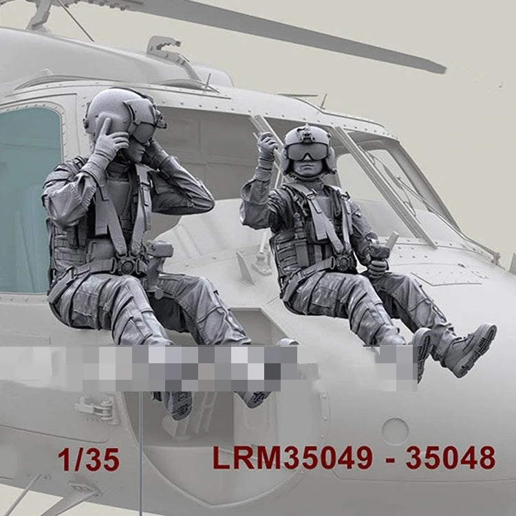 1/35 Modern Tactical Team with Utility Helicopter, 9 Figures, Resin Model Figure Kit, Unassembled and Unpainted