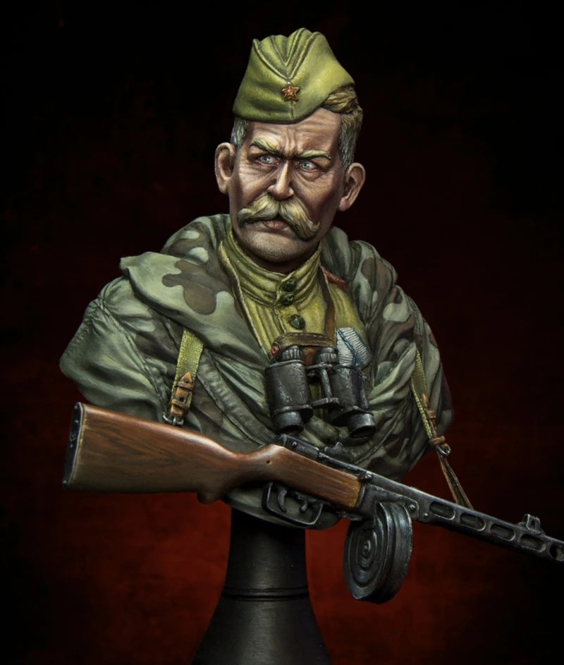 1/10 WWII German Infantry Soldier with MP40, Resin Model Bust Kit, Unassembled and Unpainted