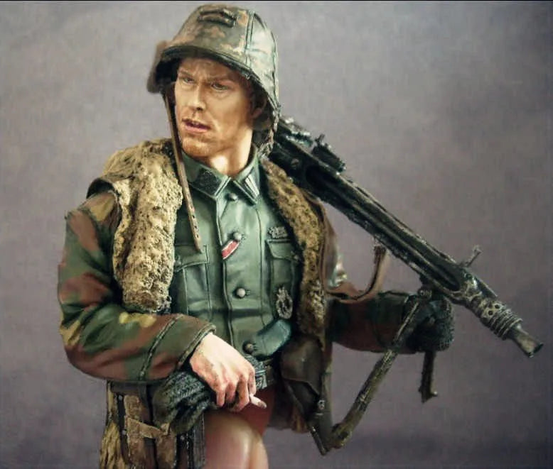 1/10 WWII German MG42 Machine Gunner, Resin Model Figure Kit, Unassembled and Unpainted