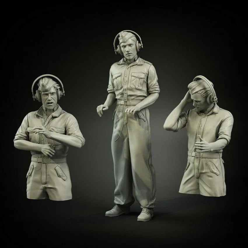 1/35 Modern Tactical Soldiers with Combat Helmets, 3 Figures, Resin Model Figure Kit, Unassembled and Unpainted