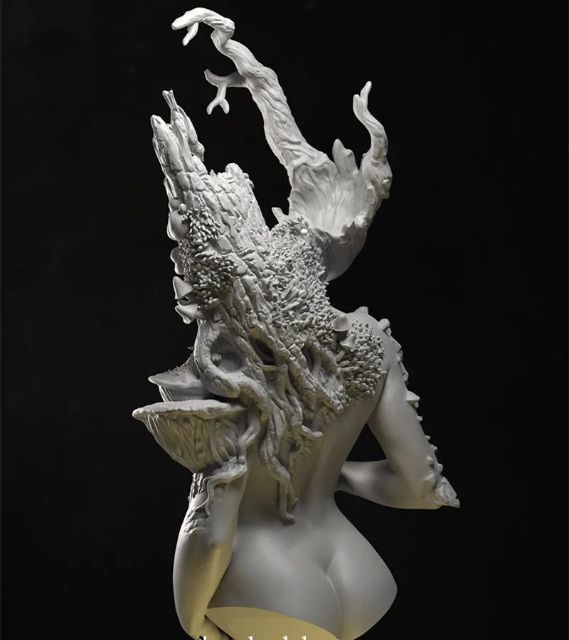1/10 Horned Female, Resin Model Bust Kit, Fantasy Theme, Unassembled and Unpainted