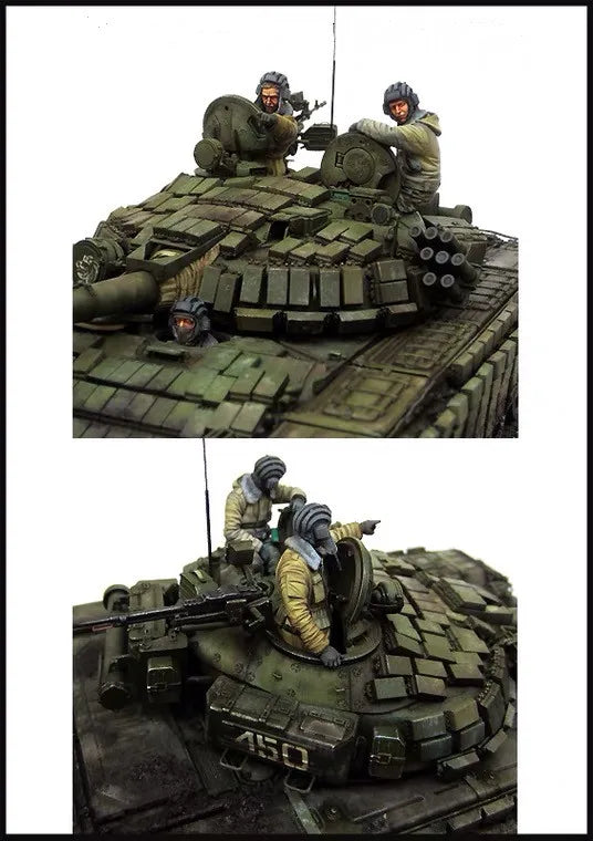 1/35 Modern Armored Vehicle Squad, 3 Figures, Resin Model Diorama Kit, Unassembled and Unpainted