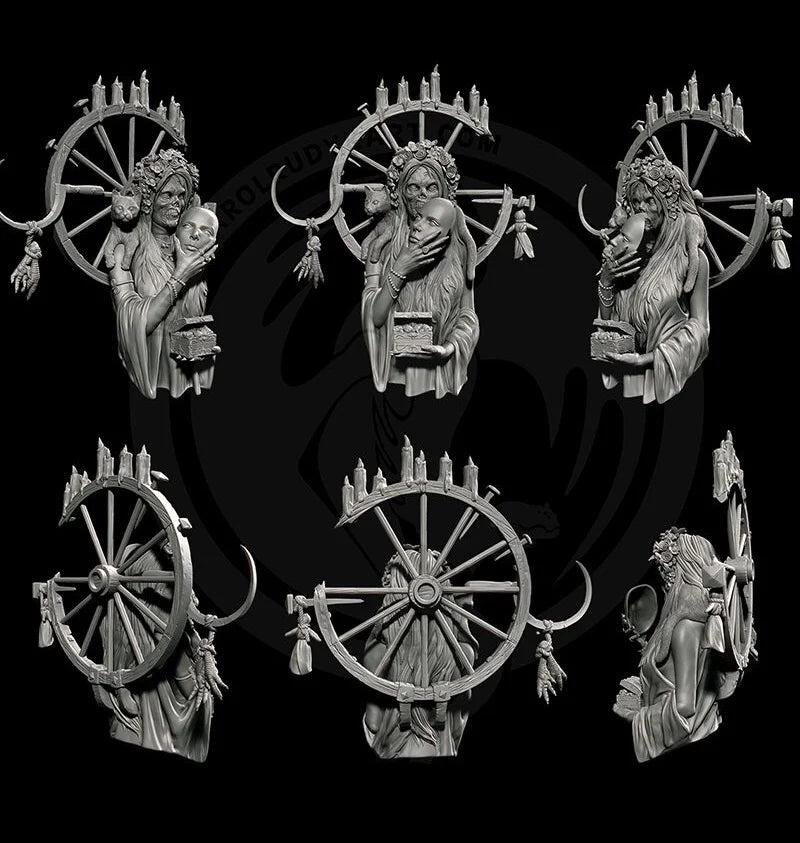 1/10 Gothic Female, 2 Figures, Resin Model Bust Kit, Fantasy Theme, Unassembled and Unpainted