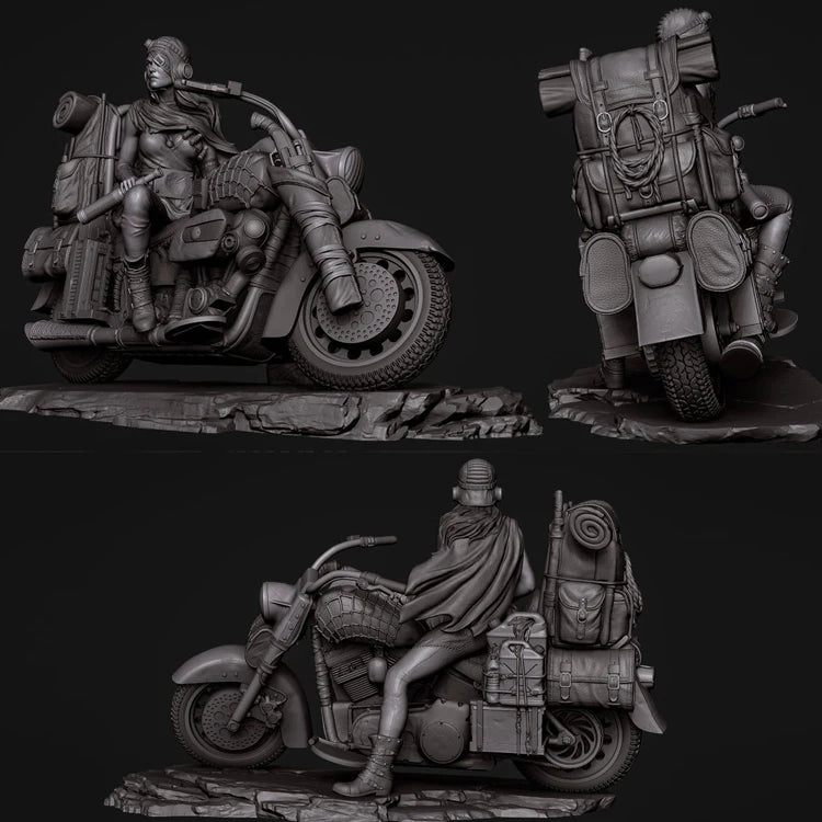 1/24 WWII Military Motorcycle, 3 Figures, Resin Model Diorama Kit, Unassembled and Unpainted