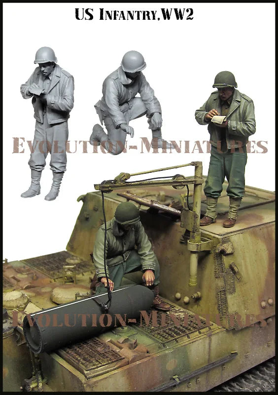 1/35 WWII US Infantry Patrol, 8 Figures, Resin Model Figure Kit, Unassembled and Unpainted