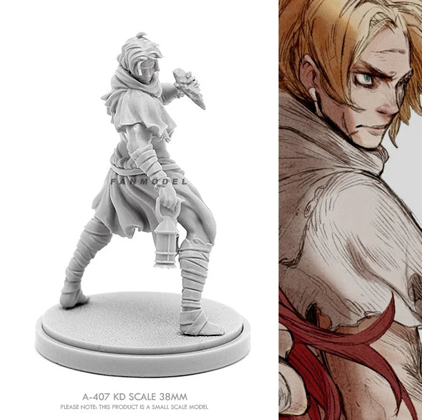 38mm Elf Warrior with Red Cape, Resin Model Figure Kit, Fantasy Theme, Unassembled and Unpainted