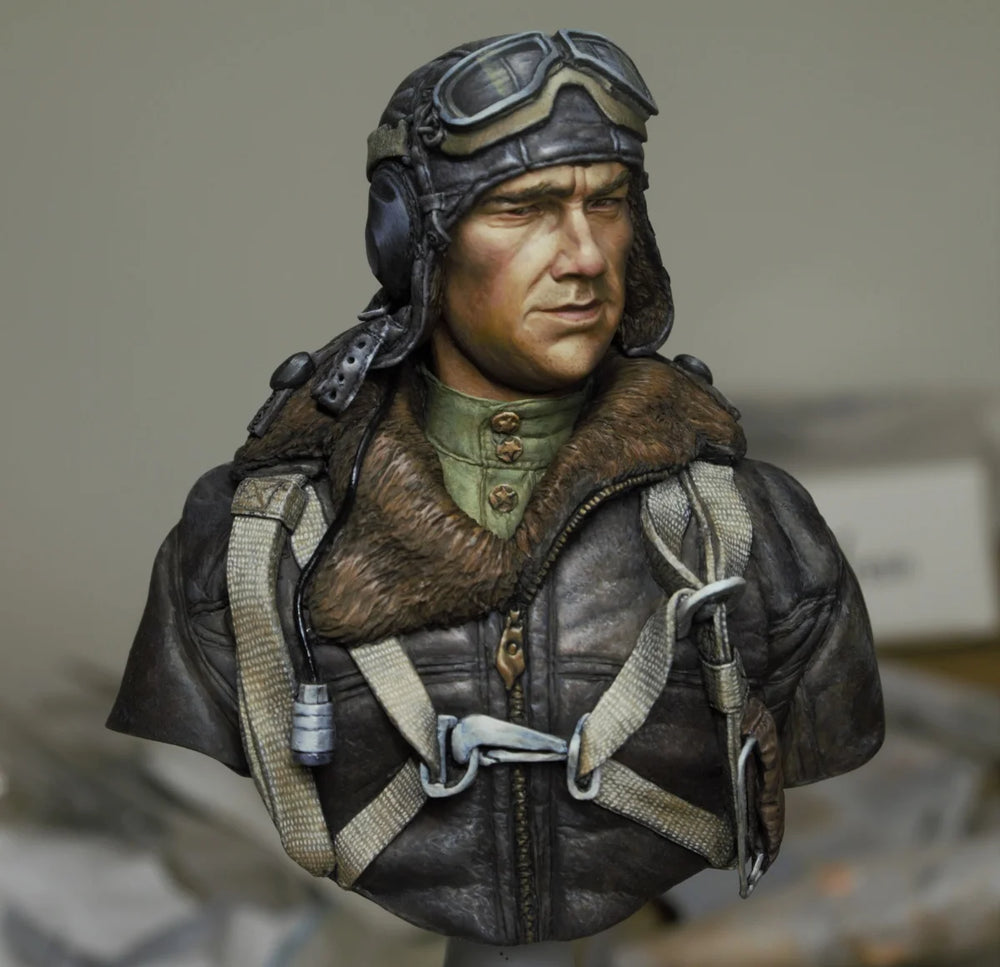 1/10 WWII Aviator, Resin Model Bust Kit, Unassembled and Unpainted