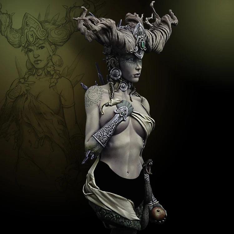 110mm Female Sorceress, Resin Model Bust Kit, Fantasy Theme, Unassembled and Unpainted
