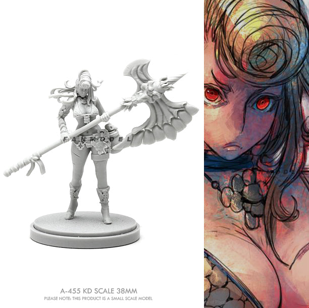 38mm Dark Demon Warrior, Resin Model Figure Kit, Fantasy Theme, Unassembled and Unpainted