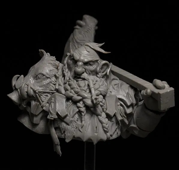 1/10 Medieval Orc Warrior with Battle Axe, Resin Model Bust Kit, Unassembled and Unpainted