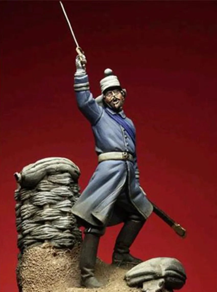 1/32 Napoleonic Prussian Officer Charging with Saber, Resin Model Figure Kit, Unassembled and Unpainted
