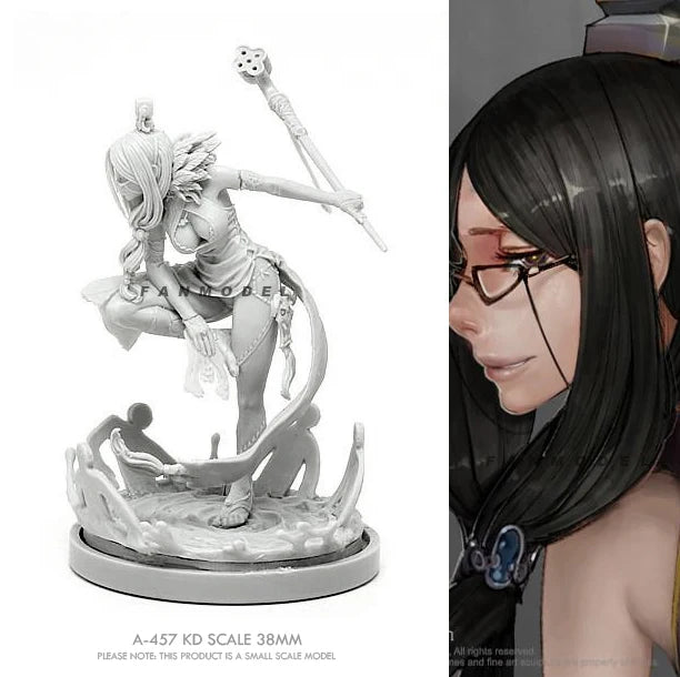 38mm Fantasy Female, 3 Figures, Resin Model Figure Kit, Unassembled and Unpainted